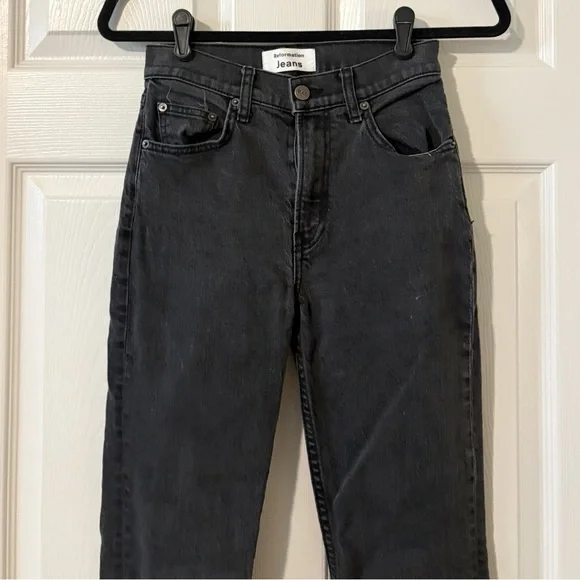Reformation Liza High Rise Straight Jeans in Washed Black Size 24 - Picture 4 of 9